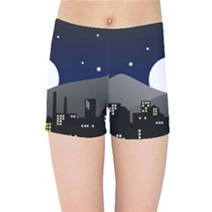 City At Night Kids  Sports Shorts by Pakrebo