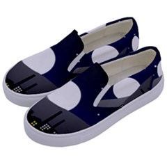 City At Night Kids  Canvas Slip Ons by Pakrebo