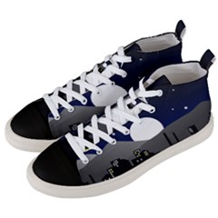 City At Night Men s Mid-top Canvas Sneakers by Pakrebo