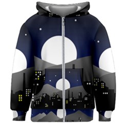 City At Night Kids  Zipper Hoodie Without Drawstring by Pakrebo