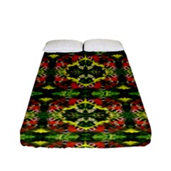 Pattern Red Green Yellow Black Fitted Sheet (full/ Double Size) by Pakrebo