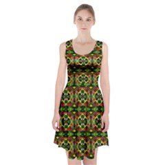 Pattern Red Green Yellow Black Racerback Midi Dress by Pakrebo