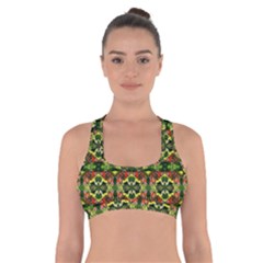 Pattern Red Green Yellow Black Cross Back Sports Bra by Pakrebo