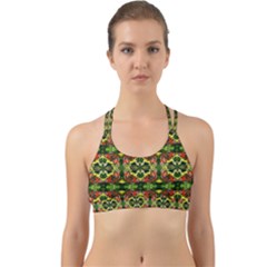 Pattern Red Green Yellow Black Back Web Sports Bra by Pakrebo