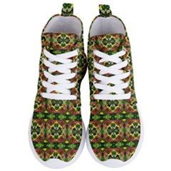 Pattern Red Green Yellow Black Women s Lightweight High Top Sneakers by Pakrebo