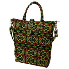 Pattern Red Green Yellow Black Buckle Top Tote Bag by Pakrebo