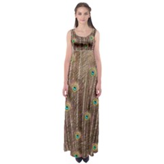 Peacock Feather Bird Exhibition Empire Waist Maxi Dress by Pakrebo