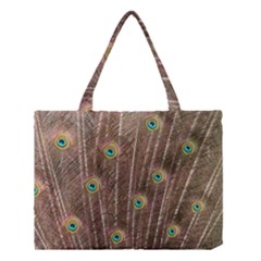 Peacock Feather Bird Exhibition Medium Tote Bag by Pakrebo