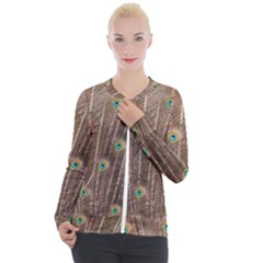 Peacock Feather Bird Exhibition Casual Zip Up Jacket