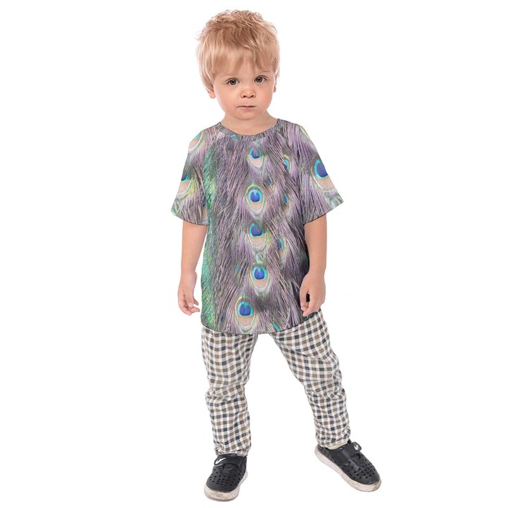 Peacock Bird Pattern Kids  Raglan Tee