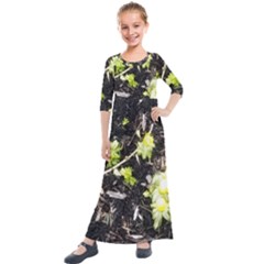 Signs Of Spring Kids  Quarter Sleeve Maxi Dress by Riverwoman