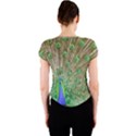 Peacock Color Bird Colorful Crew Neck Crop Top View2