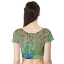 Peacock Color Bird Colorful Short Sleeve Crop Top View2