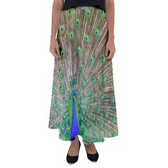 Peacock Color Bird Colorful Flared Maxi Skirt by Pakrebo