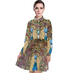 Peacock Feather Peacock Feather Long Sleeve Chiffon Shirt Dress by Pakrebo