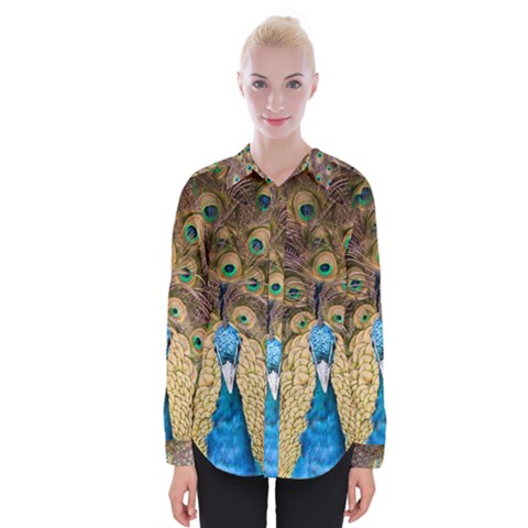 Peacock Feather Peacock Feather Womens Long Sleeve Shirt by Pakrebo