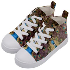 Peacock Feather Peacock Feather Kids  Mid-top Canvas Sneakers by Pakrebo