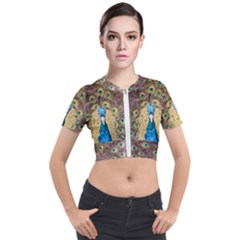 Peacock Feather Peacock Feather Short Sleeve Cropped Jacket