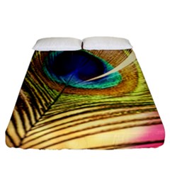 Peacock Feather Colorful Peacock Fitted Sheet (california King Size) by Pakrebo