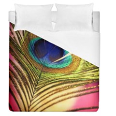 Peacock Feather Colorful Peacock Duvet Cover (queen Size) by Pakrebo