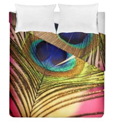 Peacock Feather Colorful Peacock Duvet Cover Double Side (queen Size) by Pakrebo