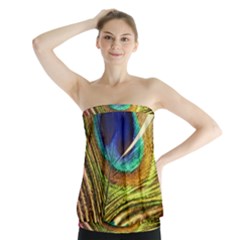 Peacock Feather Colorful Peacock Strapless Top by Pakrebo