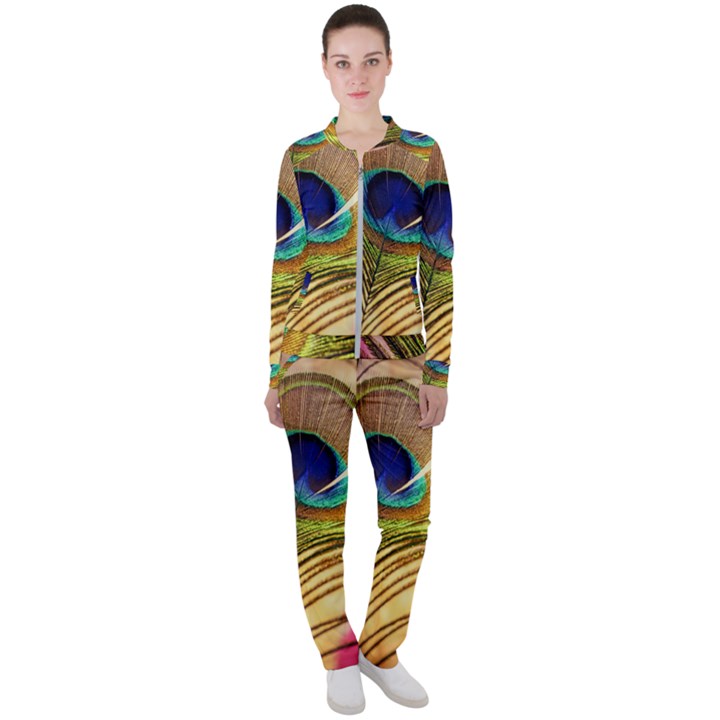 Peacock Feather Colorful Peacock Casual Jacket and Pants Set