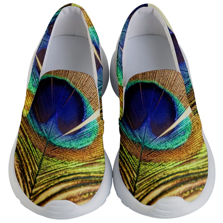 Peacock Feather Colorful Peacock Kids  Lightweight Slip Ons