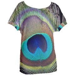 Peacock Feather Close Up Macro Women s Oversized Tee