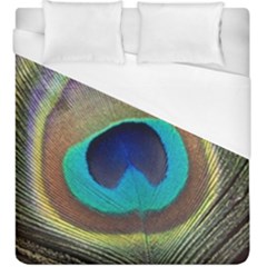 Peacock Feather Close Up Macro Duvet Cover (King Size)