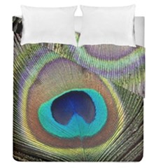 Peacock Feather Close Up Macro Duvet Cover Double Side (queen Size) by Pakrebo