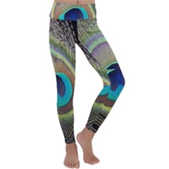 Peacock Feather Close Up Macro Kids  Lightweight Velour Classic Yoga Leggings