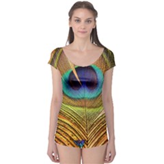 Peacock Feather Bird Colorful Boyleg Leotard  by Pakrebo