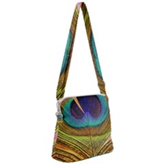 Peacock Feather Bird Colorful Zipper Messenger Bag by Pakrebo