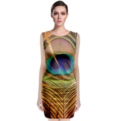 Peacock Feather Bird Colorful Classic Sleeveless Midi Dress by Pakrebo