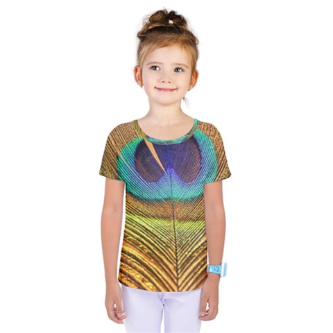 Peacock Feather Bird Colorful Kids  One Piece Tee by Pakrebo