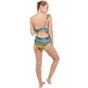 Peacock Feather Bird Colorful Frilly One Shoulder Swimsuit View2