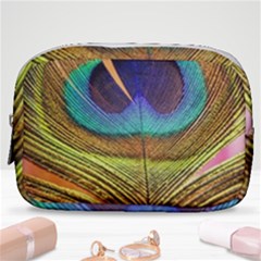 Peacock Feather Bird Colorful Make Up Pouch (small) by Pakrebo