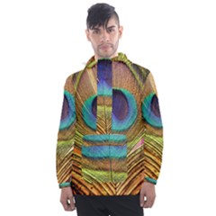 Peacock Feather Bird Colorful Men s Front Pocket Pullover Windbreaker by Pakrebo