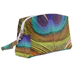 Peacock Feather Bird Colorful Wristlet Pouch Bag (large)