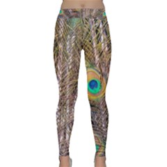 Pen Peacock Wheel Plumage Colorful Classic Yoga Leggings by Pakrebo