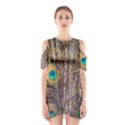 Pen Peacock Wheel Plumage Colorful Shoulder Cutout One Piece Dress View1