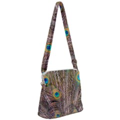 Pen Peacock Wheel Plumage Colorful Zipper Messenger Bag by Pakrebo