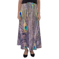 Pen Peacock Wheel Plumage Colorful Flared Maxi Skirt by Pakrebo