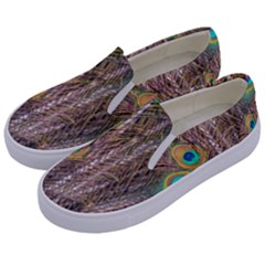 Pen Peacock Wheel Plumage Colorful Kids  Canvas Slip Ons by Pakrebo