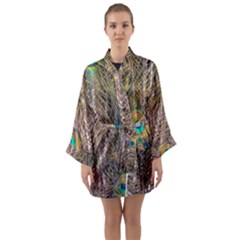 Pen Peacock Wheel Plumage Colorful Long Sleeve Kimono Robe