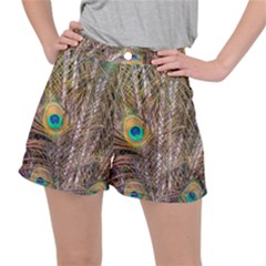 Pen Peacock Wheel Plumage Colorful Stretch Ripstop Shorts by Pakrebo