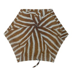 Skin Zebra Striped White Brown Mini Folding Umbrellas