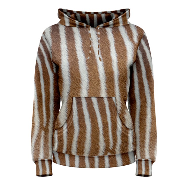 Skin Zebra Striped White Brown Women s Pullover Hoodie