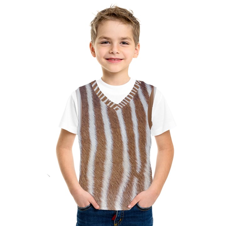 Skin Zebra Striped White Brown Kids  SportsWear